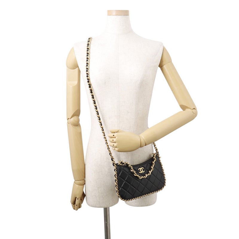 シャネル チェーンショルダーバッグ マトラッセ ココマーク ラムスキン AP3487 CHANEL バッグ 黒