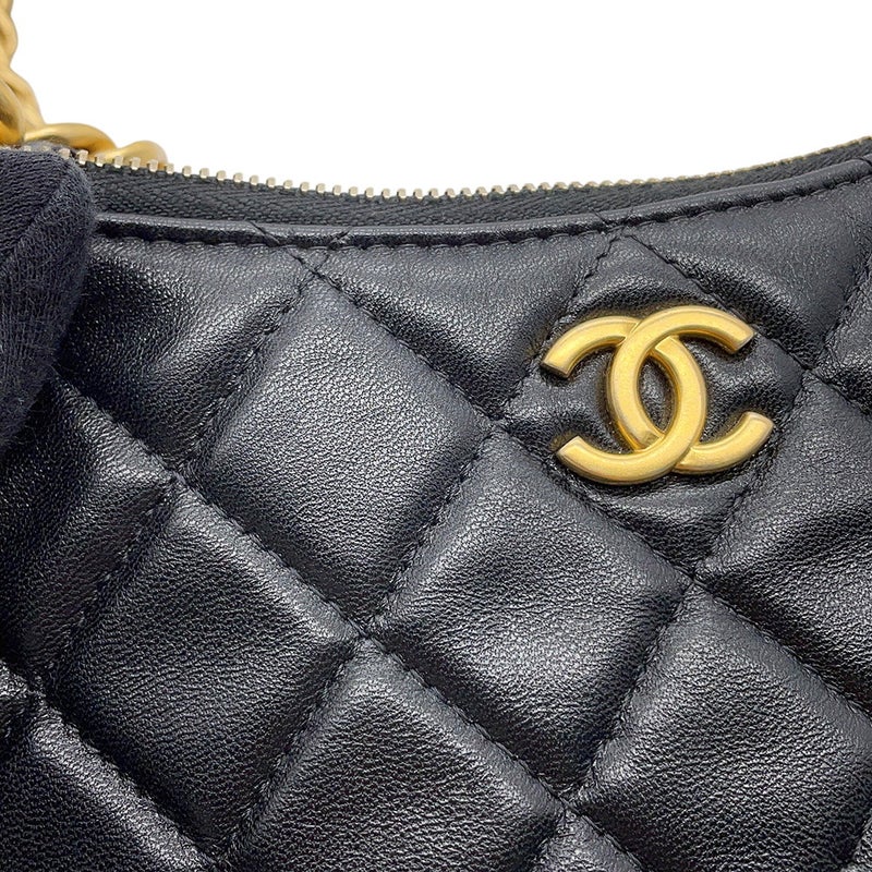 シャネル チェーンショルダーバッグ マトラッセ ココマーク ラムスキン AP3487 CHANEL バッグ 黒