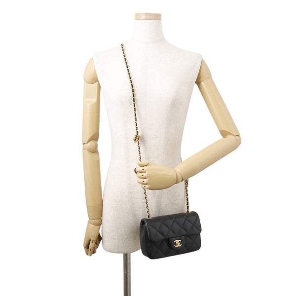 シャネル チェーンショルダーバッグ ミニ マトラッセ ココマーク ラムスキンAS3456 CHANEL ハート 黒