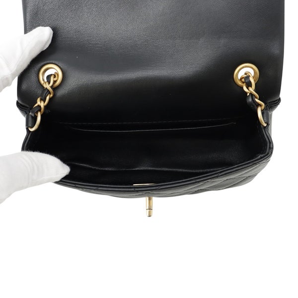 シャネル チェーンショルダーバッグ ミニ マトラッセ ココマーク ラムスキンAS3456 CHANEL ハート 黒