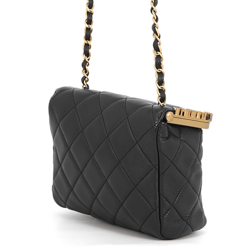 シャネル チェーンショルダーバッグ マトラッセ ココマーク ラムスキン フェイクパール AS3732 CHANEL バッグ 黒