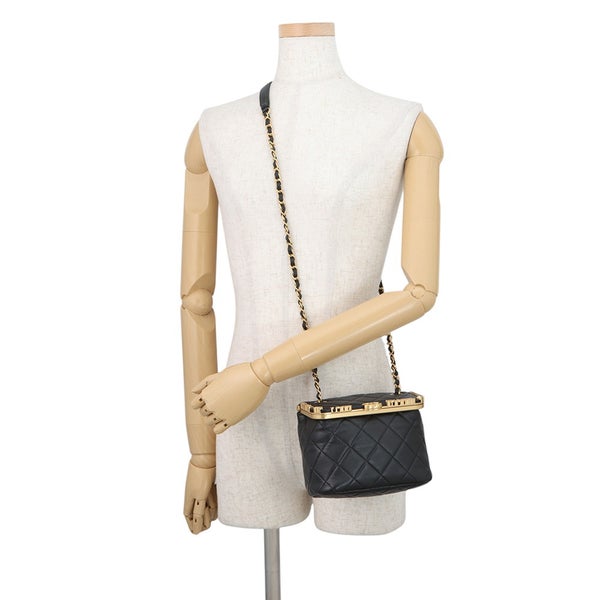 シャネル チェーンショルダーバッグ マトラッセ ココマーク ラムスキン フェイクパール AS3732 CHANEL バッグ 黒