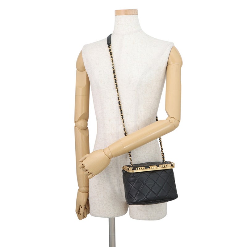 シャネル チェーンショルダーバッグ マトラッセ ココマーク ラムスキン フェイクパール AS3732 CHANEL バッグ 黒