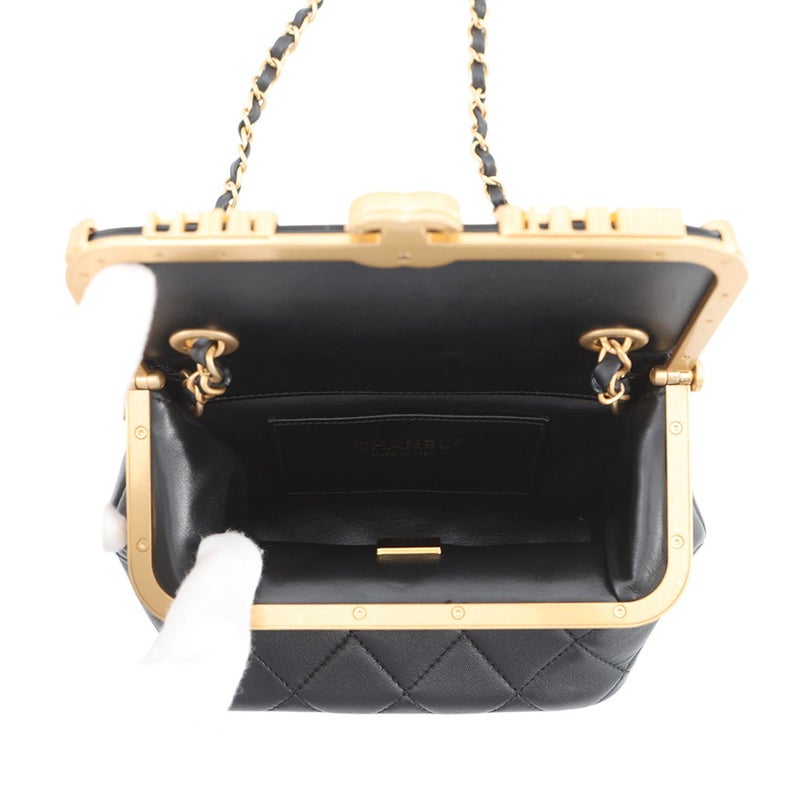 シャネル チェーンショルダーバッグ マトラッセ ココマーク ラムスキン フェイクパール AS3732 CHANEL バッグ 黒