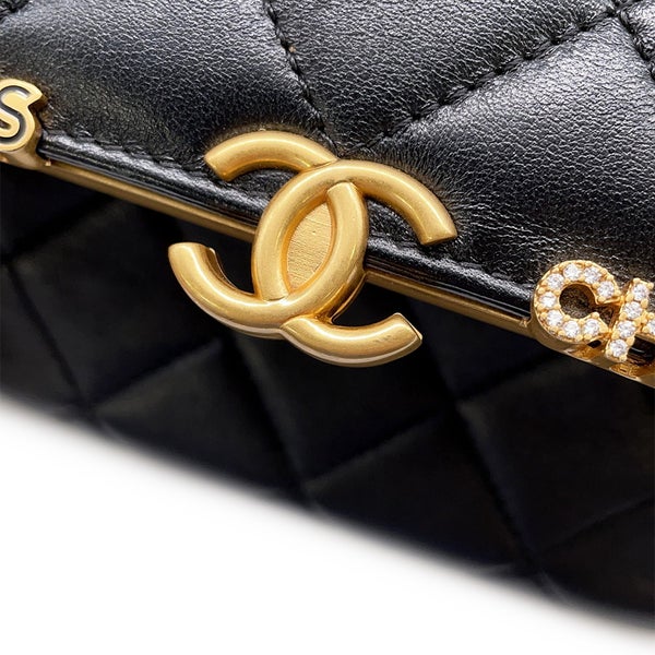 シャネル チェーンショルダーバッグ マトラッセ ココマーク ラムスキン フェイクパール AS3732 CHANEL バッグ 黒