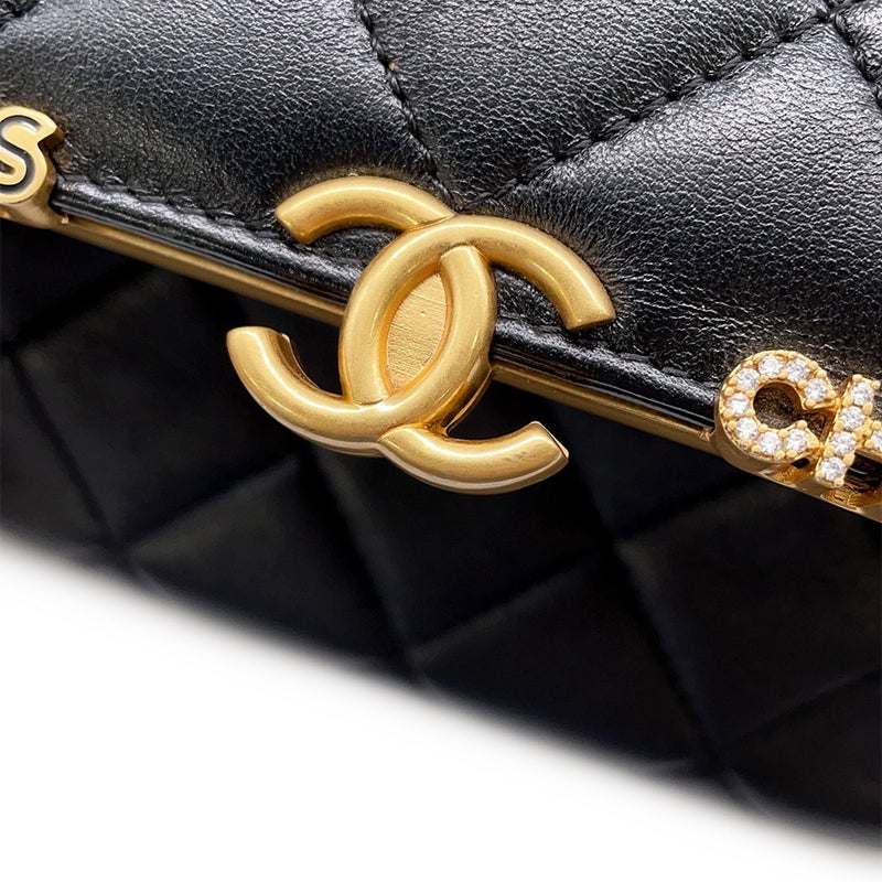 シャネル チェーンショルダーバッグ マトラッセ ココマーク ラムスキン フェイクパール AS3732 CHANEL バッグ 黒