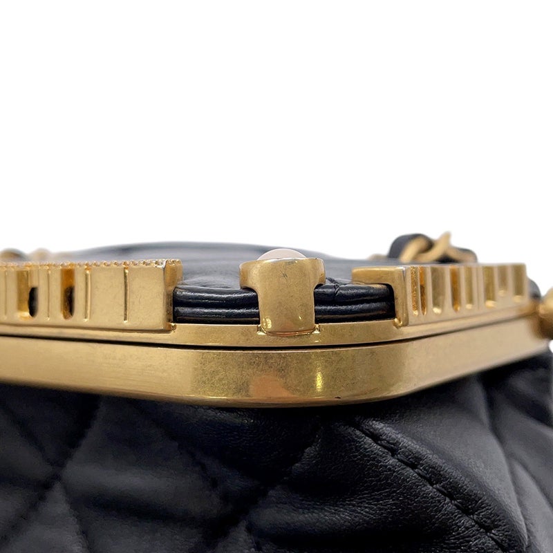 シャネル チェーンショルダーバッグ マトラッセ ココマーク ラムスキン フェイクパール AS3732 CHANEL バッグ 黒