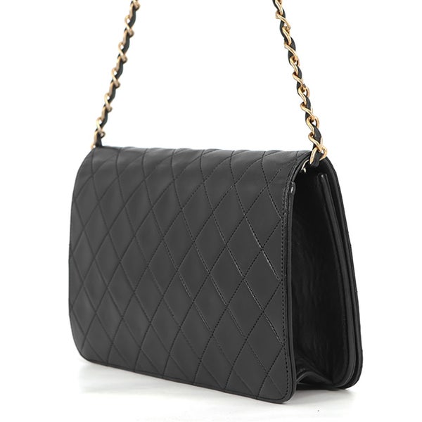 シャネル チェーンショルダーバッグ マトラッセ ココマーク ラムスキン CHANEL バッグ 黒