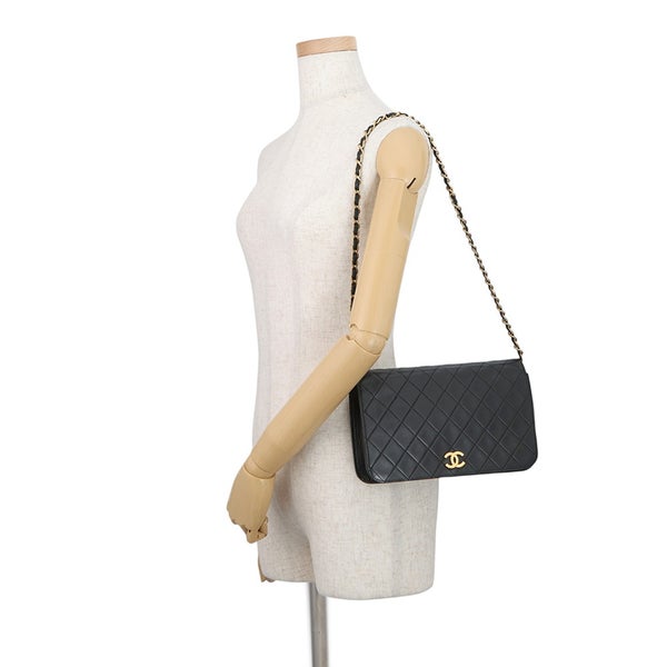 シャネル チェーンショルダーバッグ マトラッセ ココマーク ラムスキン CHANEL バッグ 黒