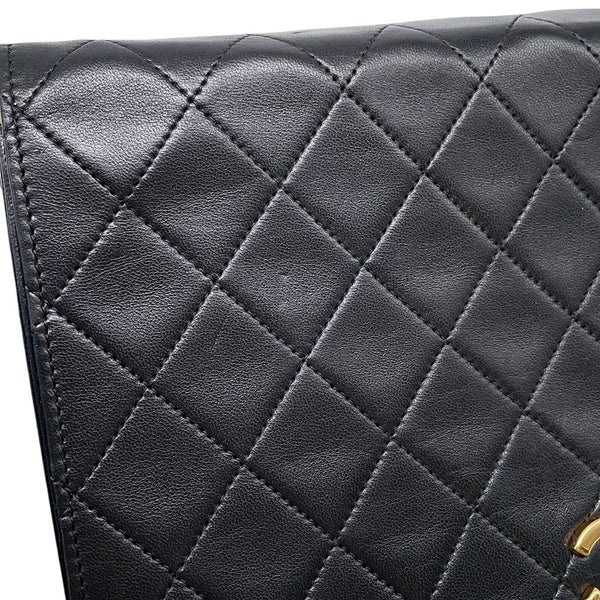 シャネル チェーンショルダーバッグ マトラッセ ココマーク ラムスキン CHANEL バッグ 黒