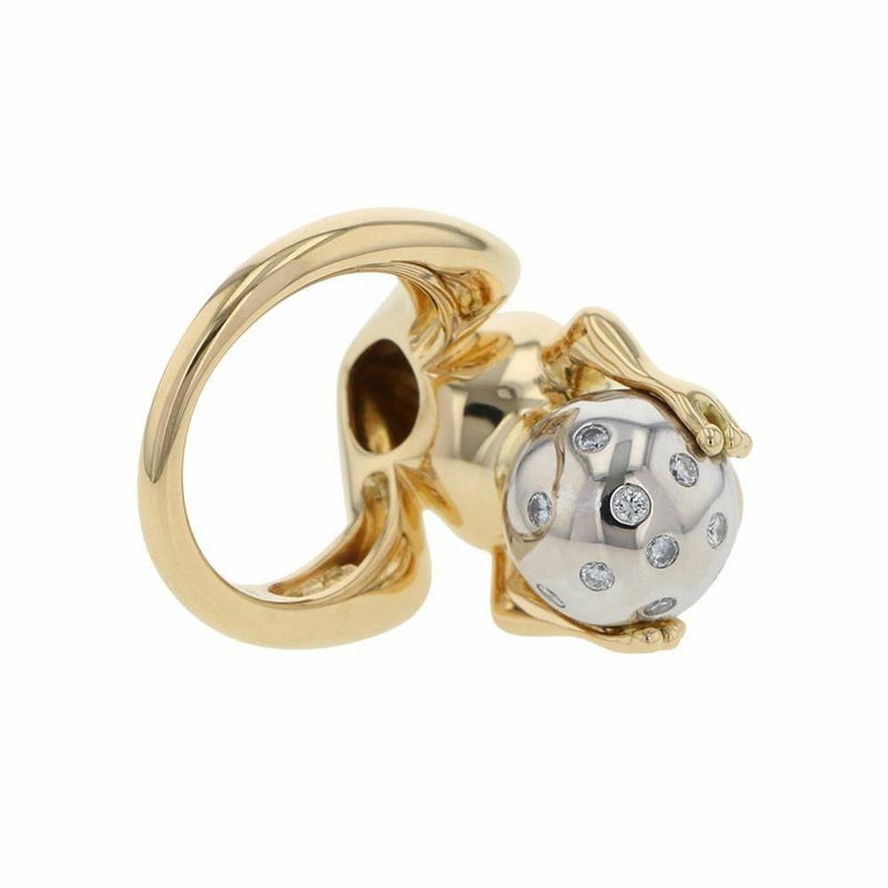 ブシュロン リング アニマルコレクション カエルモチーフ リング ダイヤ ツァボライト K18YG/K18WG リングサイズ51