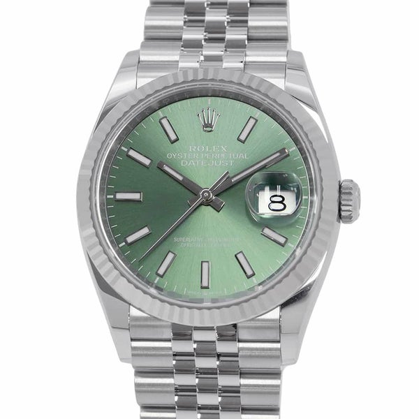 ロレックス デイトジャスト36 SS/K18WG ランダムシリアル ルーレット 126234 ROLEX 腕時計 ミントグリーン文字盤