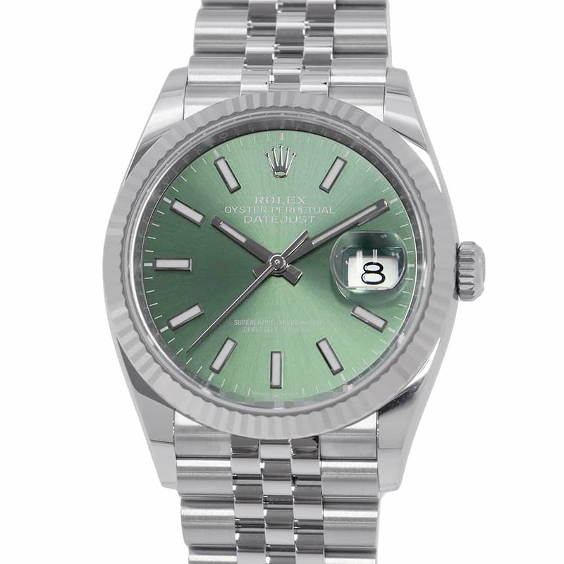 ロレックス デイトジャスト36 SS/K18WG ランダムシリアル ルーレット 126234 ROLEX 腕時計 ミントグリーン文字盤