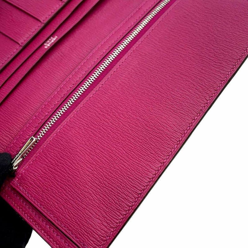 エルメス 長財布 ベアンスフレ ローズシェヘラザード/シルバー金具 アリゲーターシャイン D刻印 HERMES 財布