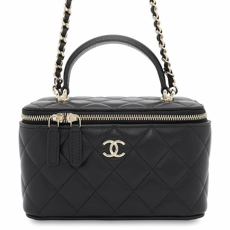 シャネル チェーンショルダーバッグ マトラッセ ココマーク ヴァニティケース ラムスキン AP2199 CHANEL 黒