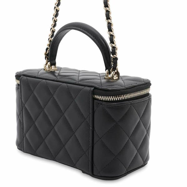 シャネル チェーンショルダーバッグ マトラッセ ココマーク ヴァニティケース ラムスキン AP2199 CHANEL 黒