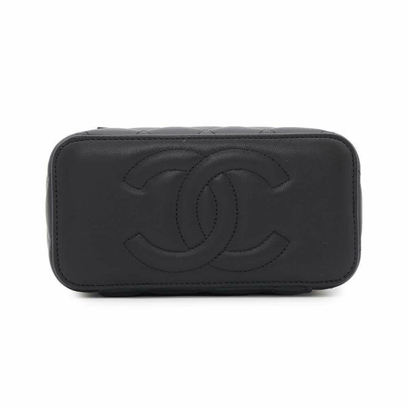 シャネル チェーンショルダーバッグ マトラッセ ココマーク ヴァニティケース ラムスキン AP2199 CHANEL 黒