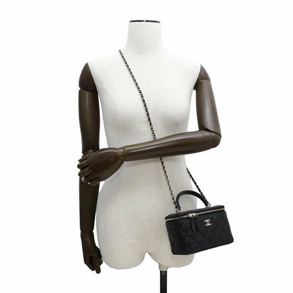 シャネル チェーンショルダーバッグ マトラッセ ココマーク ヴァニティケース ラムスキン AP2199 CHANEL 黒