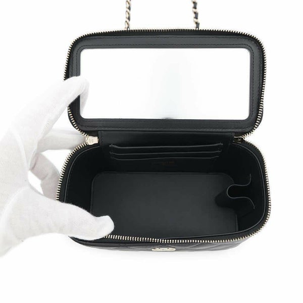 シャネル チェーンショルダーバッグ マトラッセ ココマーク ヴァニティケース ラムスキン AP2199 CHANEL 黒