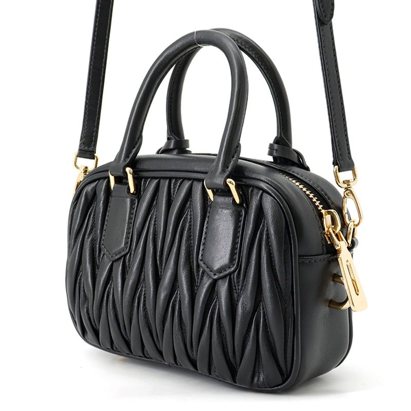 ミュウミュウ ハンドバッグ アルカディ マテラッセ ナッパレザー 5BB123 Miu Miu 2way 黒