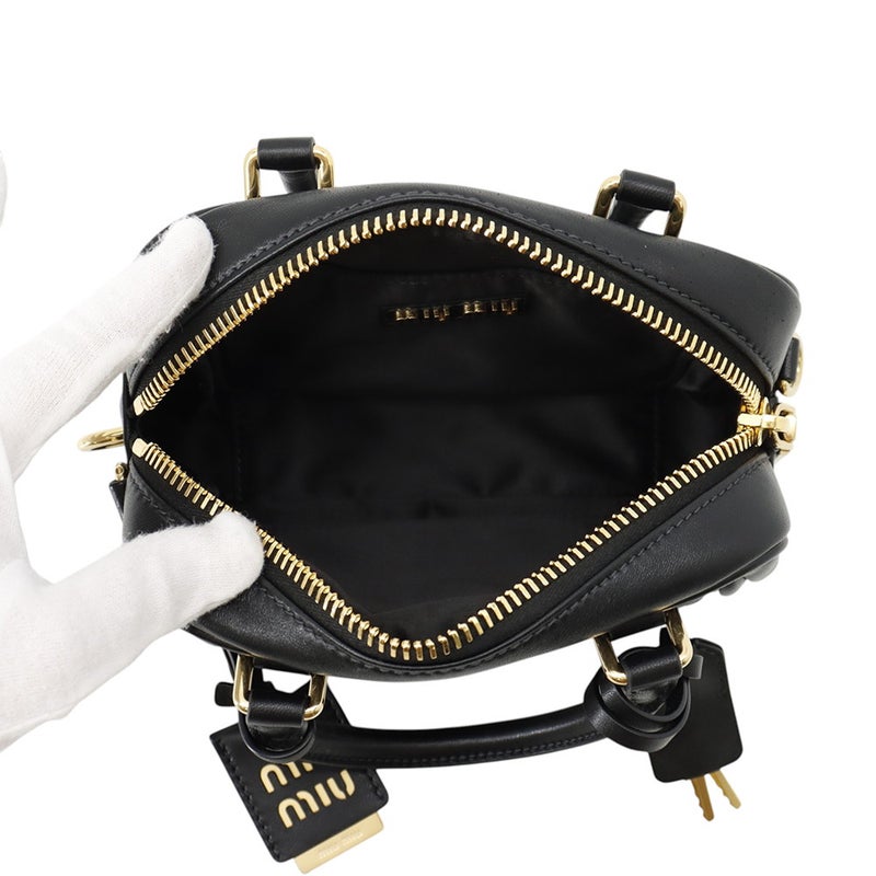 ミュウミュウ ハンドバッグ アルカディ マテラッセ ナッパレザー 5BB123 Miu Miu 2way 黒