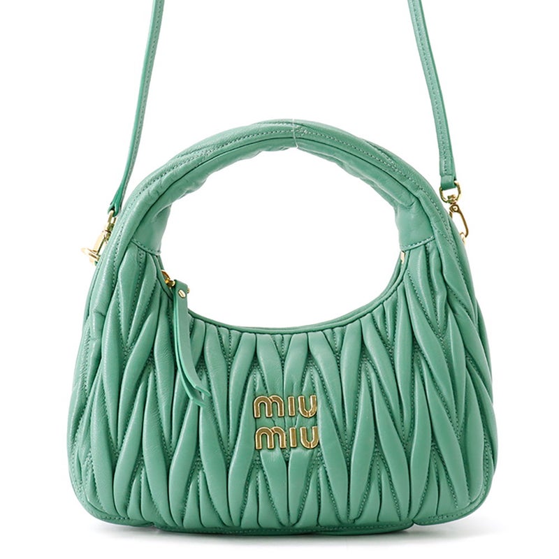 ミュウミュウ ハンドバッグ マテラッセ ワンダー マテラッセ  ホーボーバッグ ナッパレザー 5BC125 Miu Miu 2way
