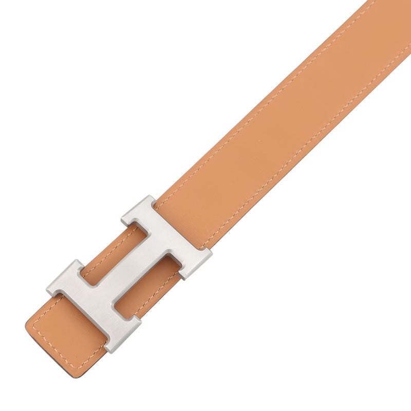 エルメス ベルト コンスタンス ダークブラウン/ブラウン/マットシルバー金具 ポロサスマット/レザー □C刻印 サイズ60