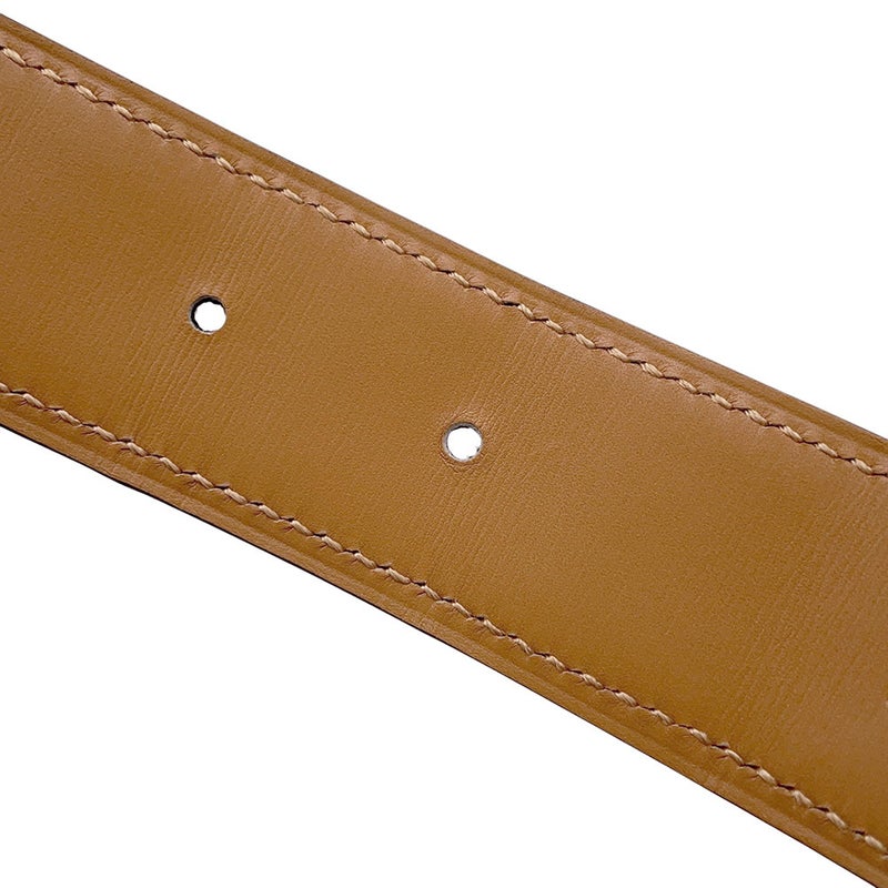 エルメス ベルト コンスタンス ダークブラウン/ブラウン/マットシルバー金具 ポロサスマット/レザー □C刻印 サイズ60