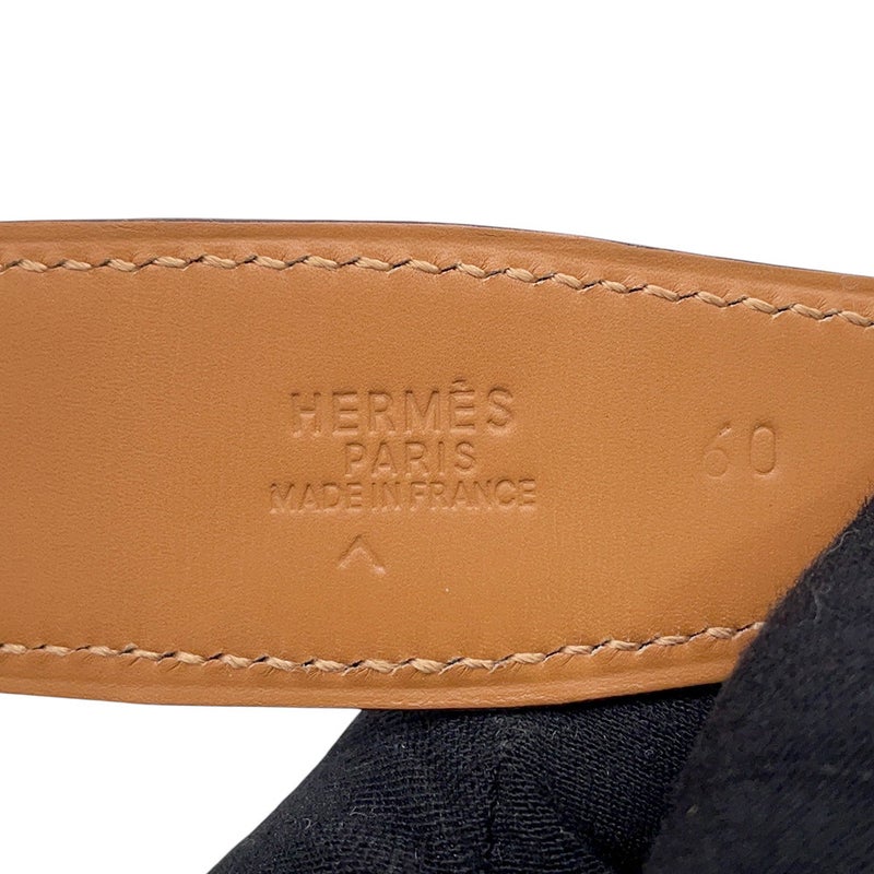 エルメス ベルト コンスタンス ダークブラウン/ブラウン/マットシルバー金具 ポロサスマット/レザー □C刻印 サイズ60