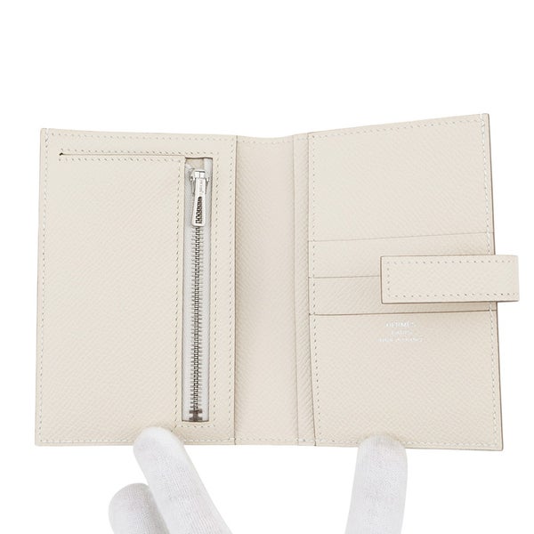 エルメス 二つ折り財布 Hパッサン コンパクト クレ/シルバー金具 エプソン W刻印 財布