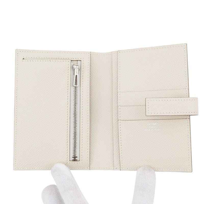 エルメス 二つ折り財布 Hパッサン コンパクト クレ/シルバー金具 エプソン W刻印 財布