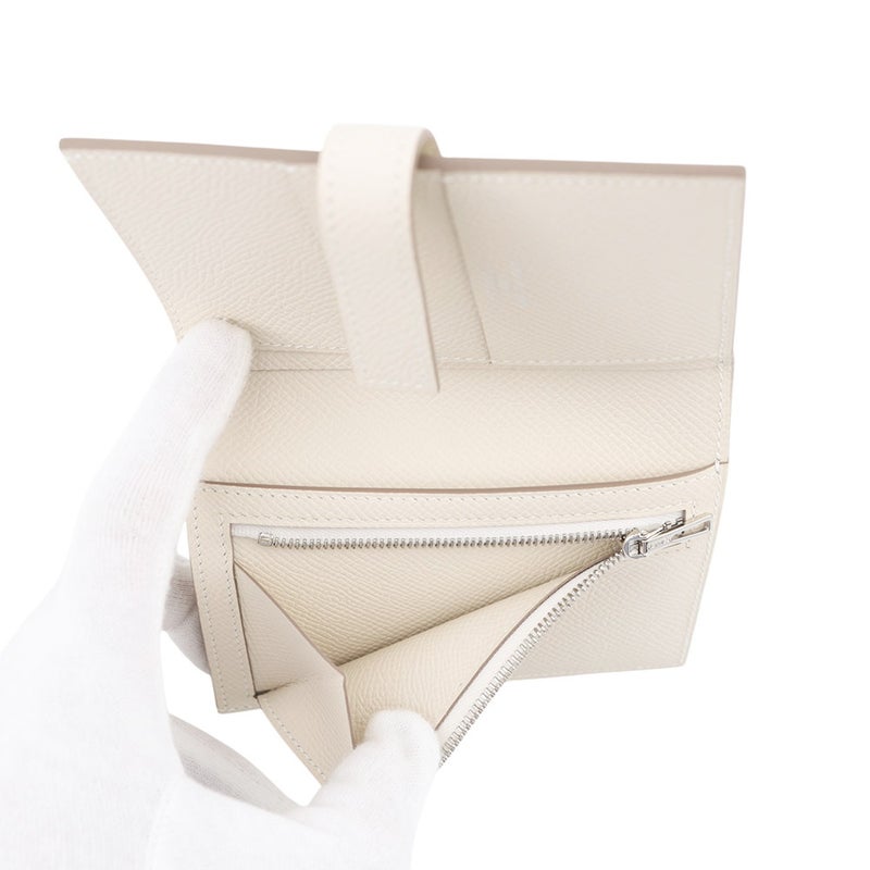 エルメス 二つ折り財布 Hパッサン コンパクト クレ/シルバー金具 エプソン W刻印 財布