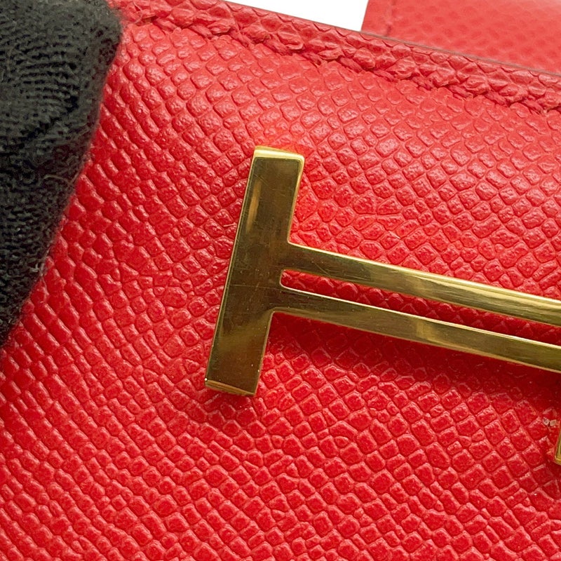エルメス 二つ折り財布 ベアンコンパクト ルージュピヴォワンヌ/ゴールド金具 ヴォーマダム K刻印 財布