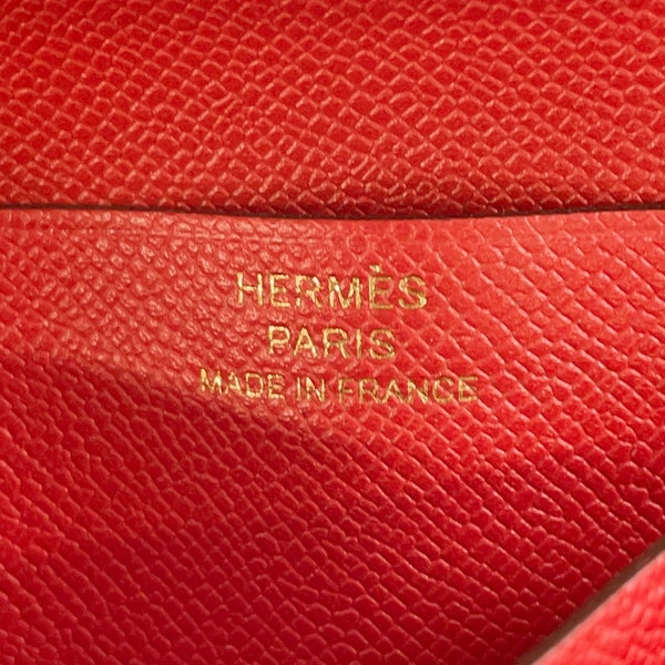エルメス 二つ折り財布 ベアンコンパクト ルージュピヴォワンヌ/ゴールド金具 ヴォーマダム K刻印 財布