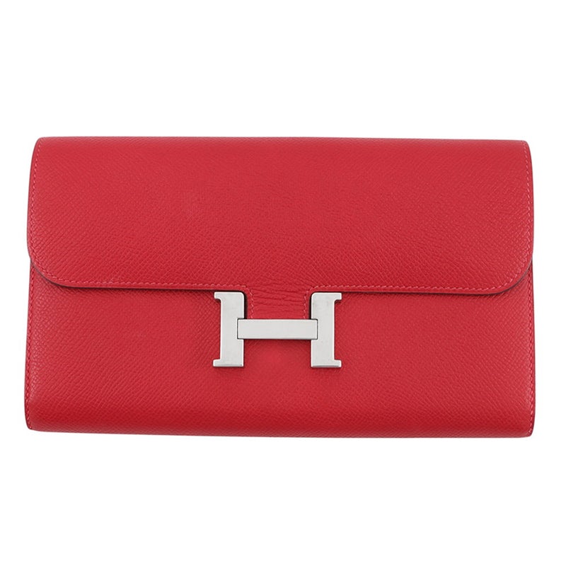 エルメス 長財布 コンスタンス ロング  ルージュカザック/シルバー金具 エプソン □P刻印 HERMES 財布