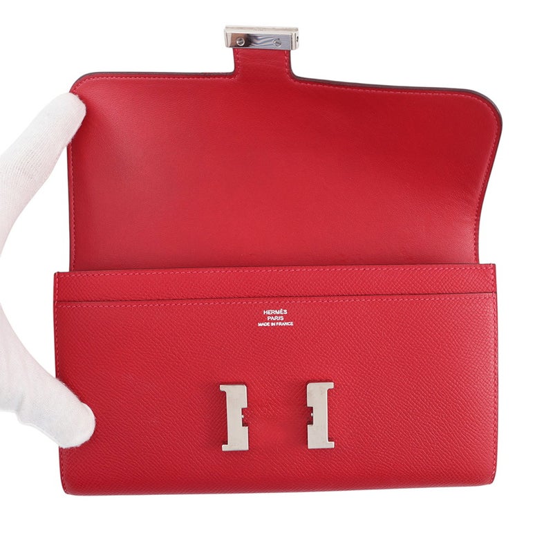 エルメス 長財布 コンスタンス ロング  ルージュカザック/シルバー金具 エプソン □P刻印 HERMES 財布