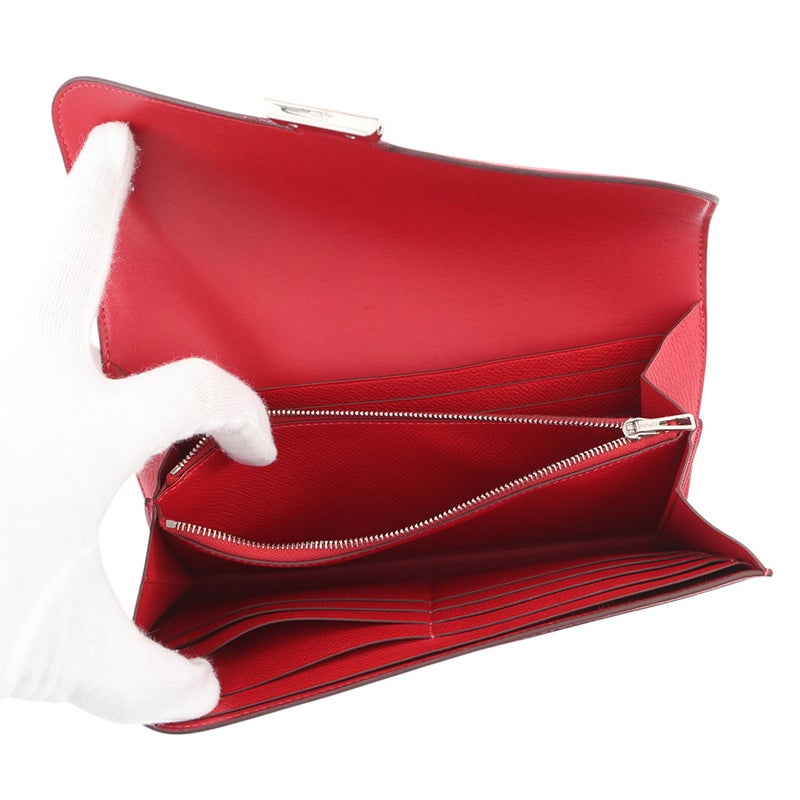エルメス 長財布 コンスタンス ロング  ルージュカザック/シルバー金具 エプソン □P刻印 HERMES 財布