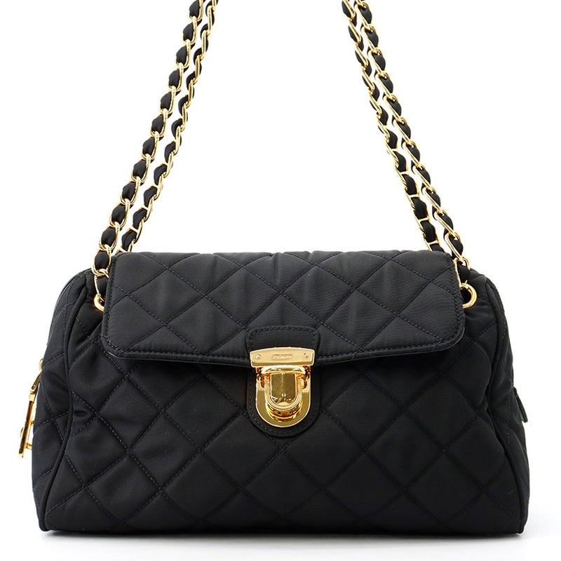 プラダ チェーンショルダーバッグ キルティング ナイロン BR4965 PRADA バッグ 黒