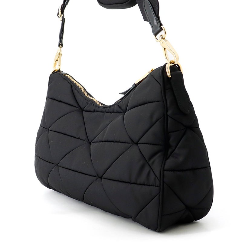 プラダ ショルダーバッグ キルティング トライアングルロゴ ナイロン 1BC232 PRADA 黒
