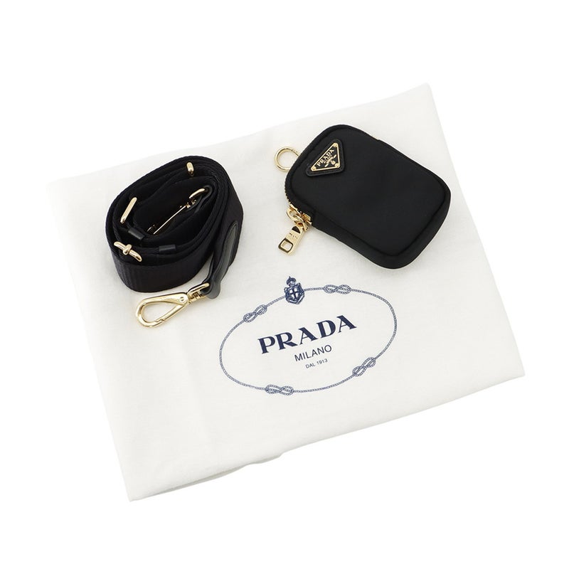 プラダ ショルダーバッグ キルティング トライアングルロゴ ナイロン 1BC232 PRADA 黒