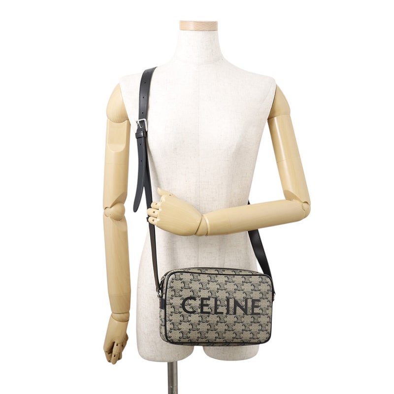 セリーヌ ショルダーバッグ トリオンフ ホリゾンタル ミディアム メッセンジャーバッグ PVC 194502 CELINE 黒