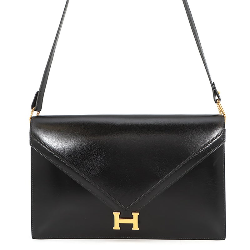 エルメス ショルダーバッグ リディ ブラック/ゴールド金具 ボックスカーフ 〇N刻印 HERMES バッグ 黒