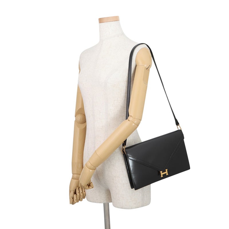 エルメス ショルダーバッグ リディ ブラック/ゴールド金具 ボックスカーフ 〇N刻印 HERMES バッグ 黒