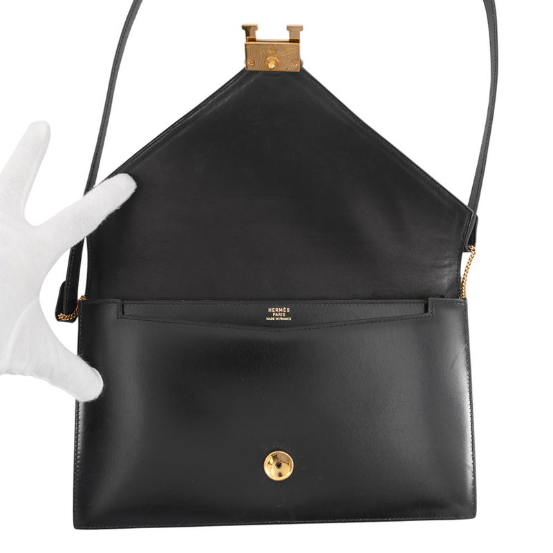 エルメス ショルダーバッグ リディ ブラック/ゴールド金具 ボックスカーフ 〇N刻印 HERMES バッグ 黒