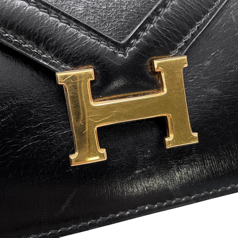 エルメス ショルダーバッグ リディ ブラック/ゴールド金具 ボックスカーフ 〇N刻印 HERMES バッグ 黒