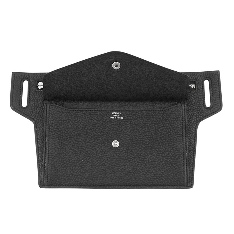 エルメス ベルトポーチ ブラック/シルバー金具 トゴ □M刻印 HERMES ボディバッグ ポーチ ソルド品