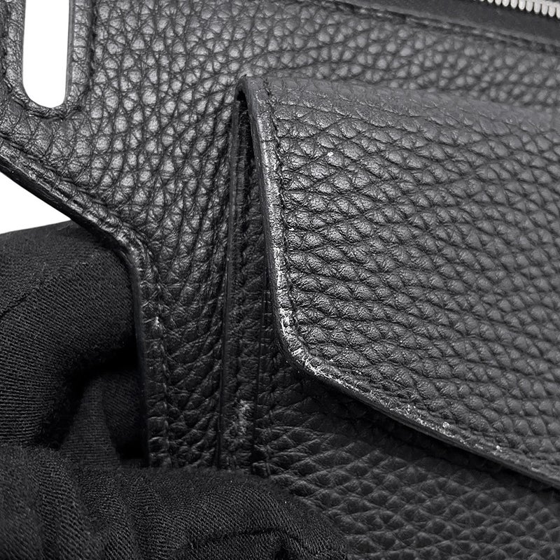エルメス ベルトポーチ ブラック/シルバー金具 トゴ □M刻印 HERMES ボディバッグ ポーチ ソルド品