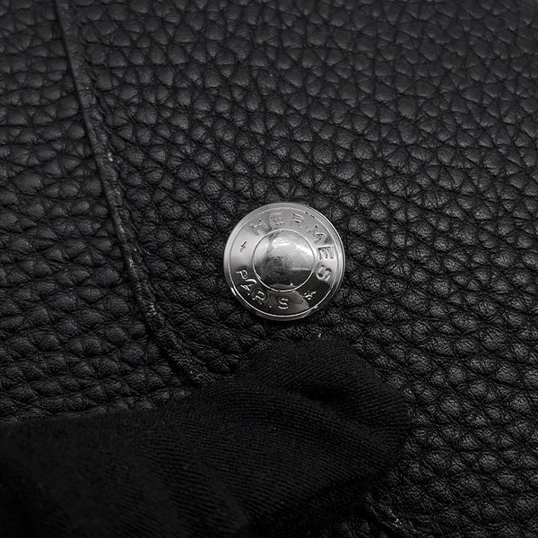 エルメス ベルトポーチ ブラック/シルバー金具 トゴ □M刻印 HERMES ボディバッグ ポーチ ソルド品