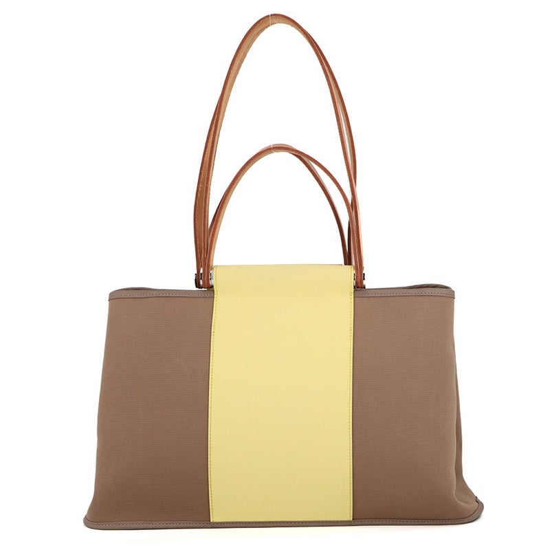 エルメス トートバッグ カバックPM エトゥープ/イエロー/シルバー金具 トワルオフィシエ/レザー □Q刻印