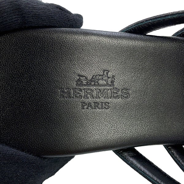 エルメス サンダル ノーリア レザー レディースサイズ37 HERMES 靴 黒